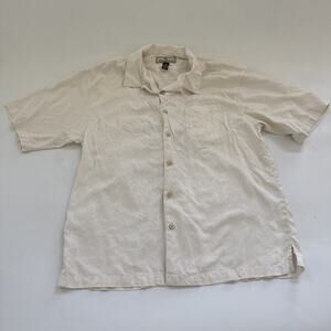 Tommy Bahama Silk Embroidered Graphic Hi Note‎ Cafe SS Camp Shirt XL Retro READ